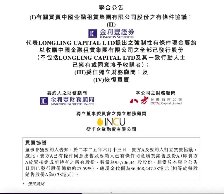 来源:中国金融租赁集团公告